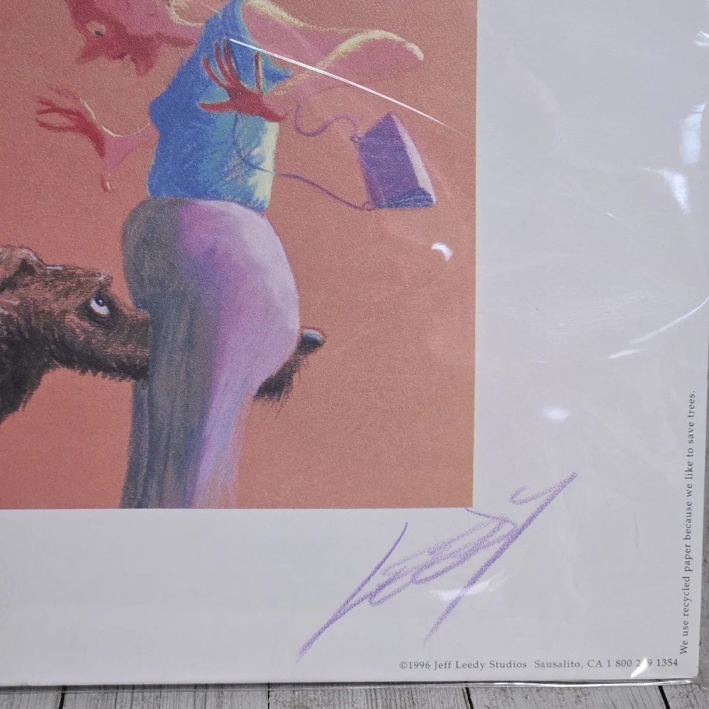 "The Trouble with Big Dogs" Art Print By Jeff Leedy Signed - Picture 3 of 6